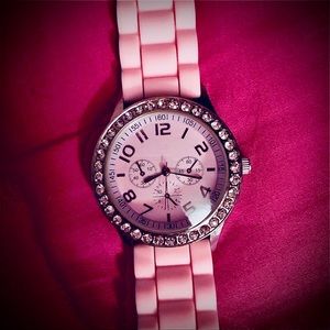 - Darice® Light Pink & Silver Silicone Watch